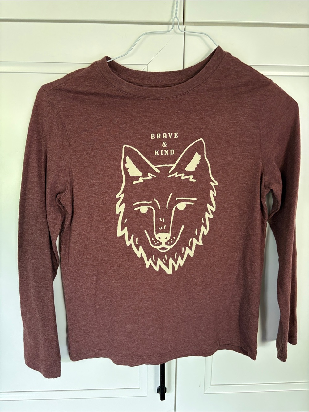 Cat & Jack Rust Long-Sleeve Tee with Cream Fox Graphic